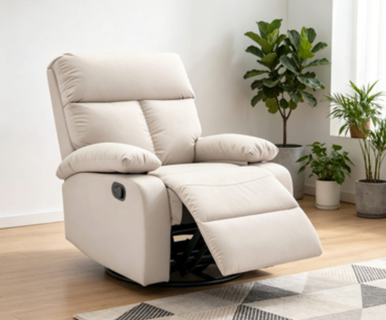 Swivel Rocker Recliner Chair, Small Manual Recliner Chair for Living Room, Bedroom T01