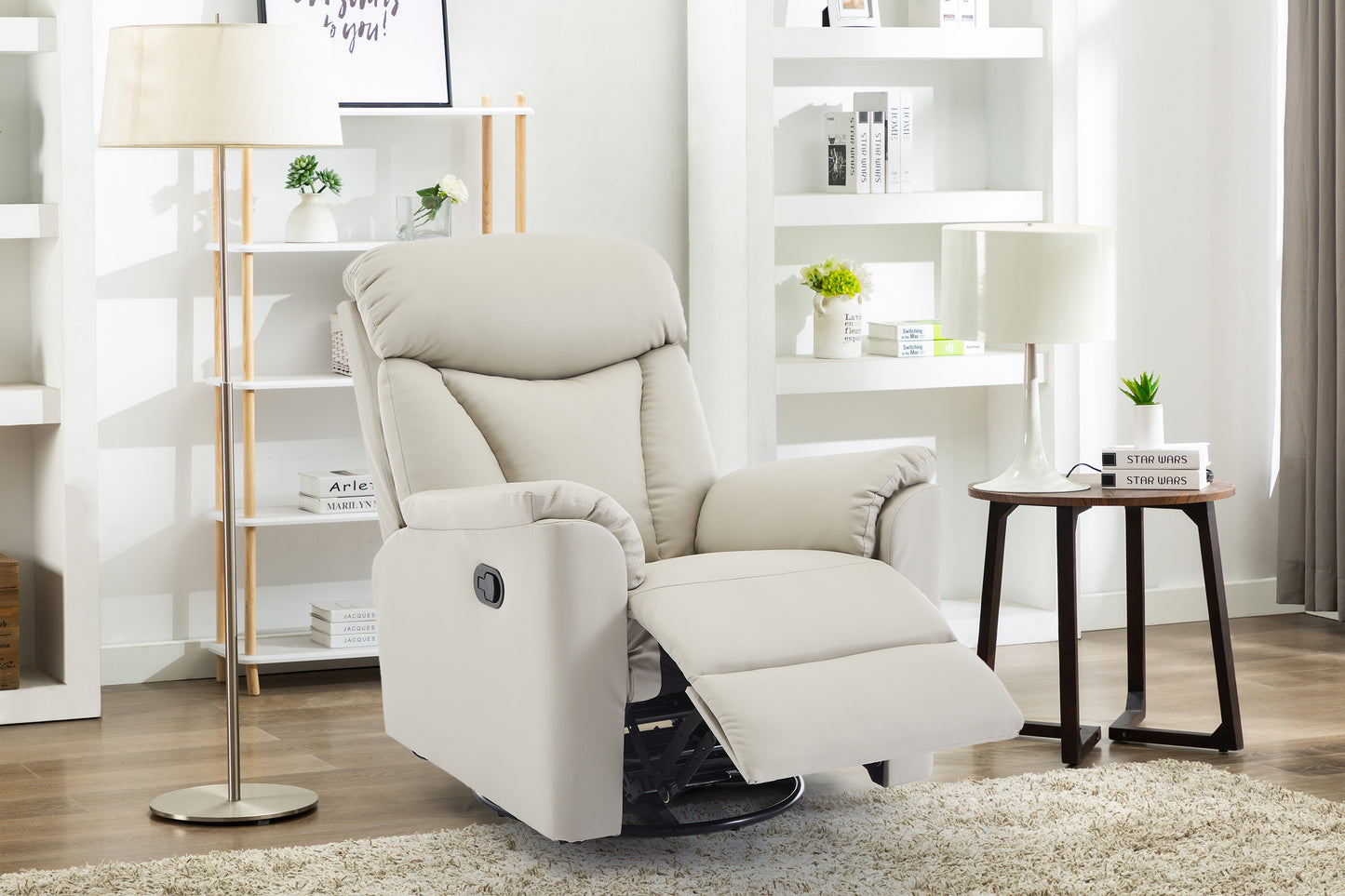 Manual Leather Recliner Chair, Small Recliner chair with Tech- cloth, Recliner Chair for Bedroom, Livingroom 240405