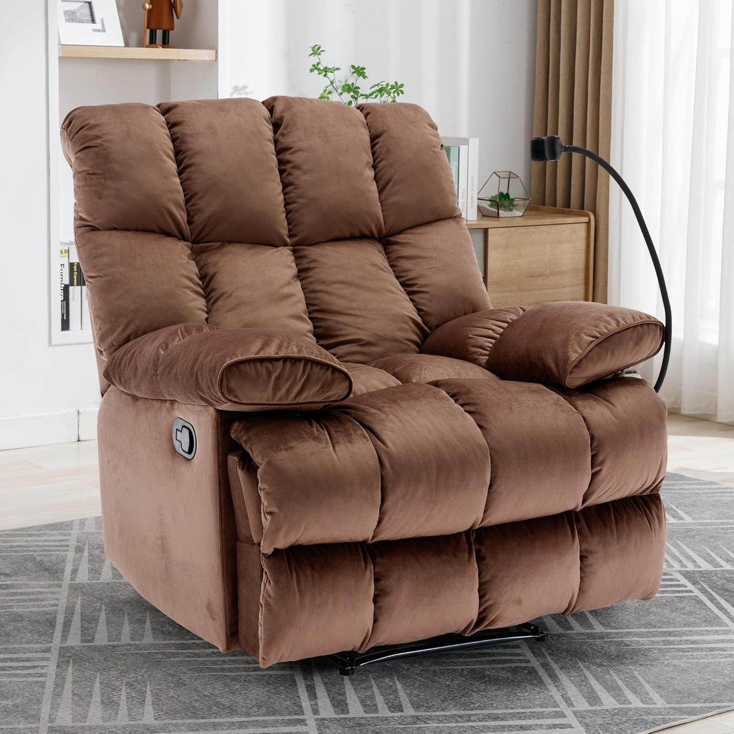 Oversized Recliner Chair 400LBS Soft Overstuffed Arms and Back, Velvet Oversized Recliner Chair for Living Room, Bedroom 221118