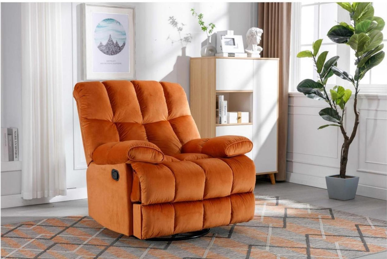 Oversized Recliner Chair 400LBS, with Soft Overstuffed Arms and Back, Velvet Oversized Recliner Chair for Living Room, Bedroom/ 221118