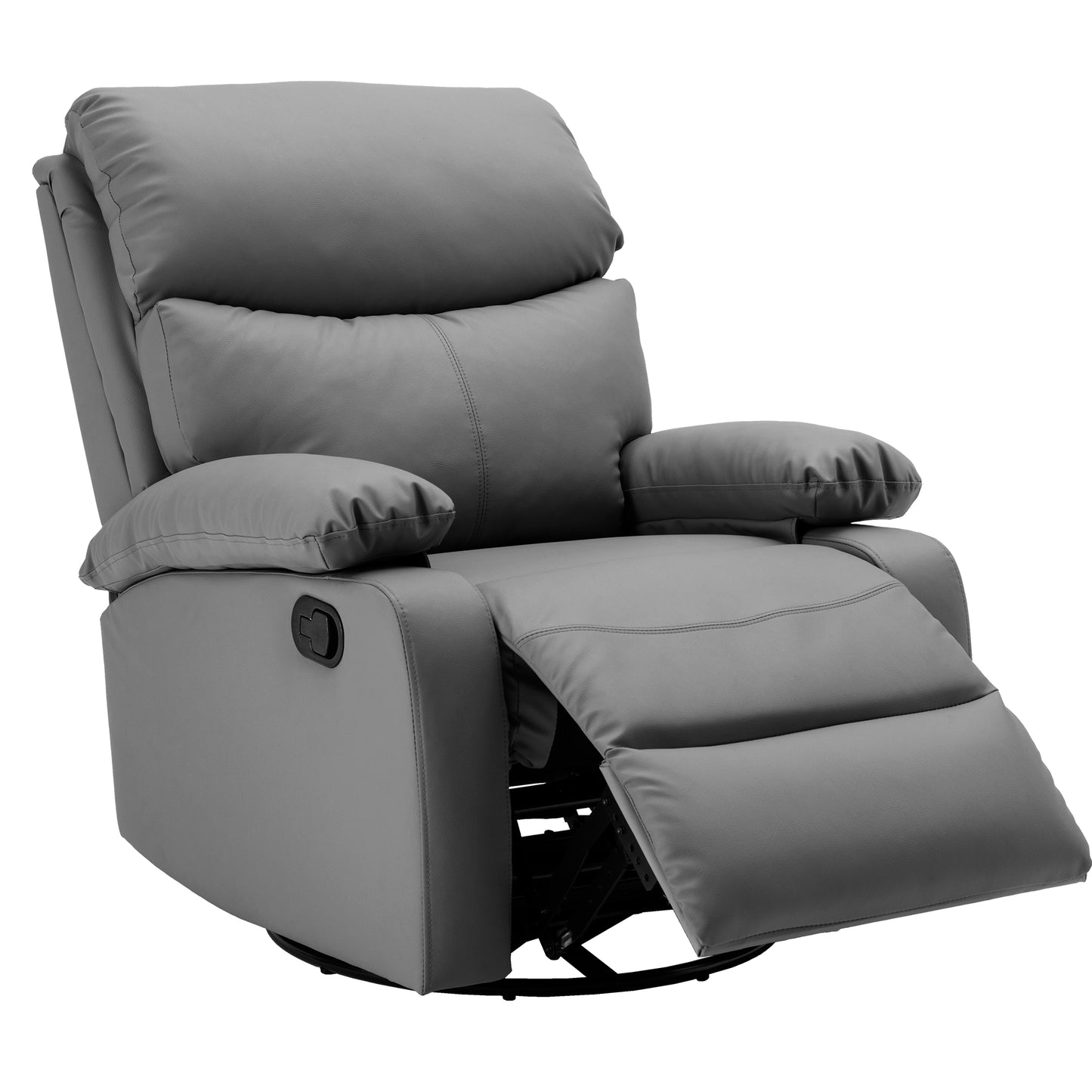 Swivel Rocker Recliner Chair, Rocking Recliner Chair with oxhide Fabric, Small Manual Recliner Chair for Living Room G01