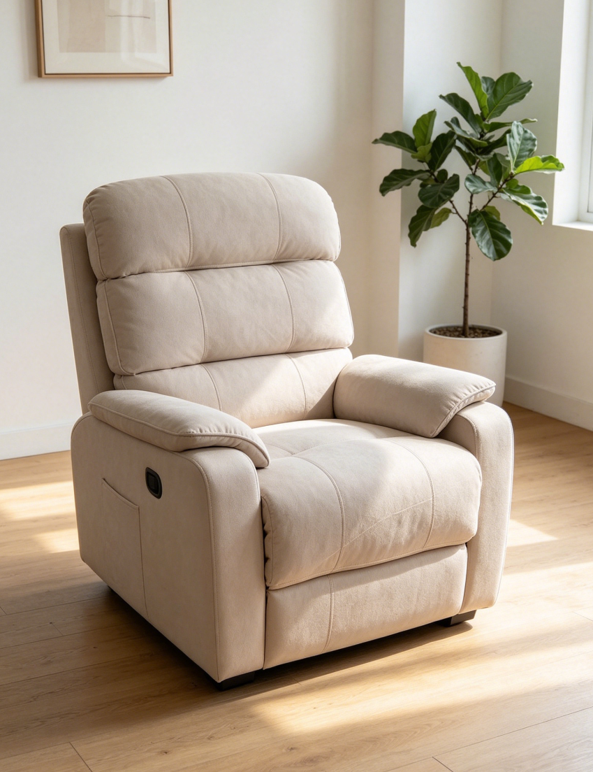 240425 Oversized Fabric Manual Recliner, Extra Wide Single Sofa Chair, Push Back Armchair for Big and Tall Adults, High Density Foam Recliner Living Room