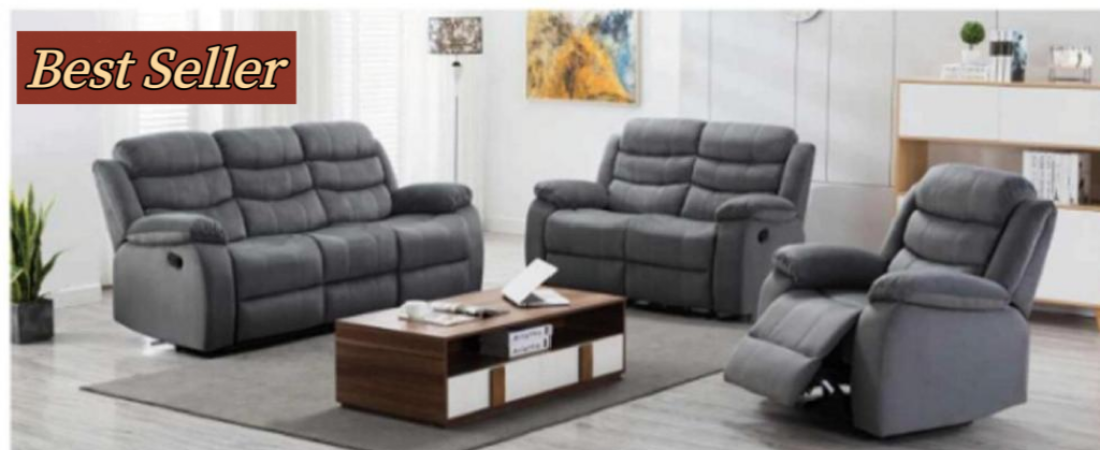 Recliner Sofa Set,Fabric Reclining Sofa Set for Living Room Furniture Sets 8005
