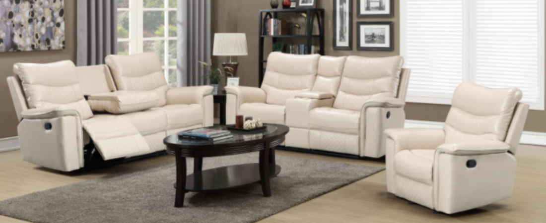 3 Pieces Living Room Furniture Sets Leather Recliner Sofa Set Loveseat Chair Furniture Sofa Set for Living Room/House/Office/Theater Seating9085