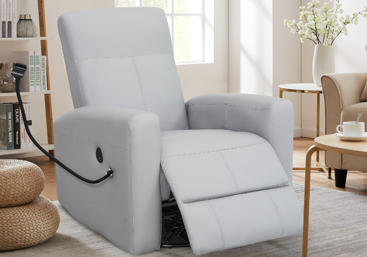 Power Swivel Rocking Recliner,Glider Recliner Nursery Chair with USB Port,with Side Pocket and Phone Holder 9086