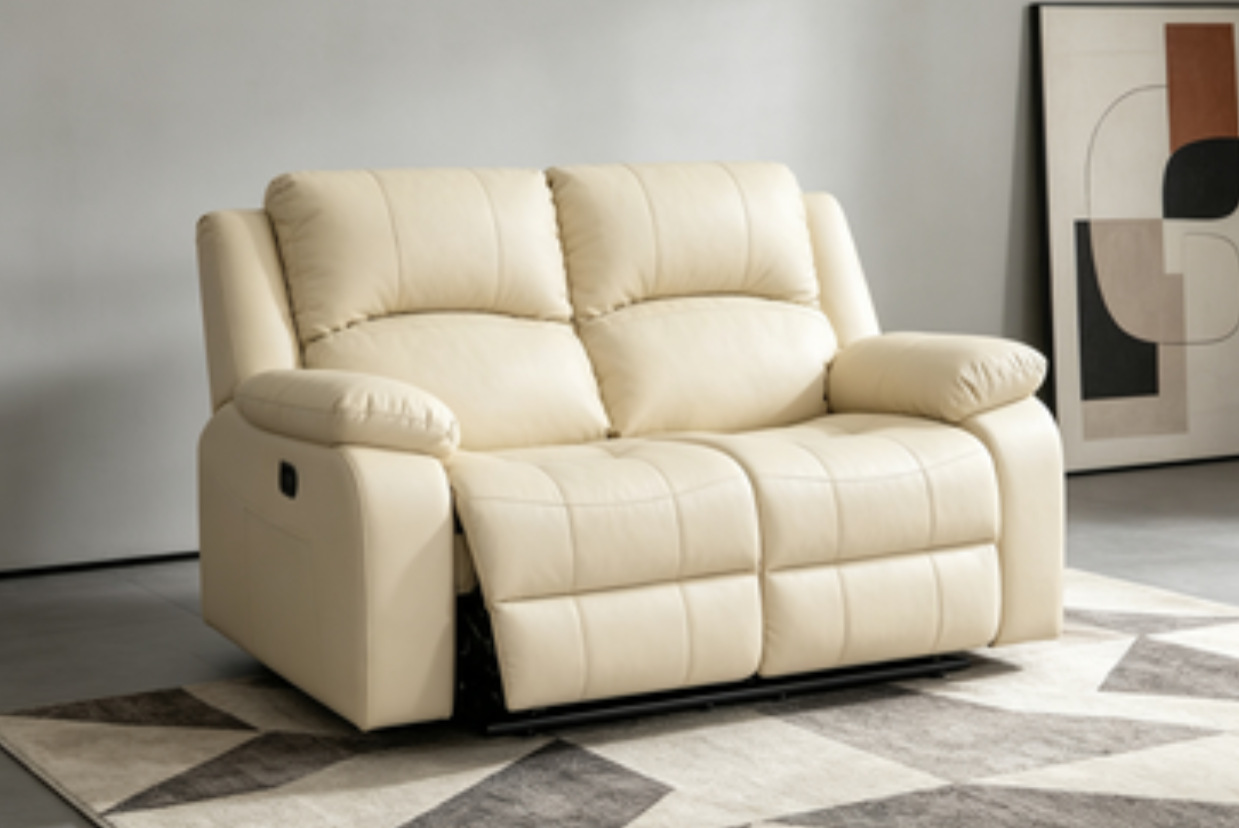 2 Seater Recliner Sofa, Double Reclining Loveseat with 2 Side Pockets, Manual Home Theater Seating for Living Room G02