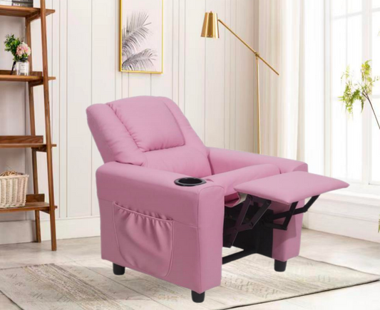 Kids Recliner Chair with Cup Holder, Kids Chairs for Toddlers with Side Pocket, Kids Recliner for Baby Children Bedroom, Living Room 8045