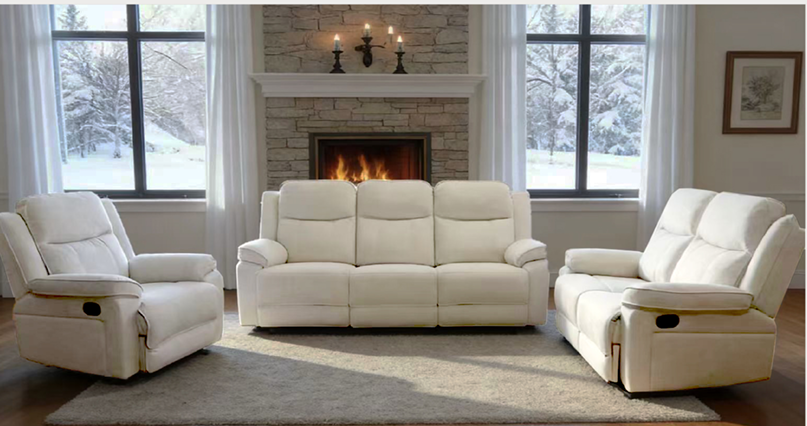 240458 Transitional Dual Texture Fabric Manual Recliner, Mix Weave Push Back Single Sofa Armchair, All-match Ergonomic Leisure Recliner for Mixed-style Home Living Room