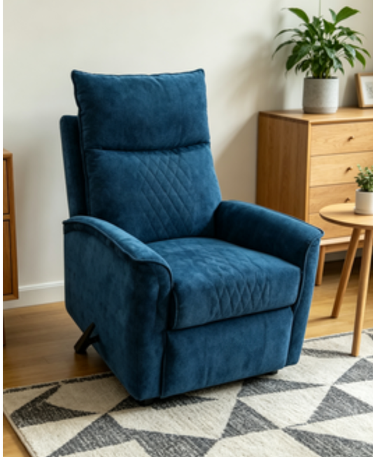 240449 Contemporary Fabric Manual Recliner, Modern Single Sofa Chair, Push Back Armchair with Angled Backrest, Ergonomic Recliner for Living Room Bedroom