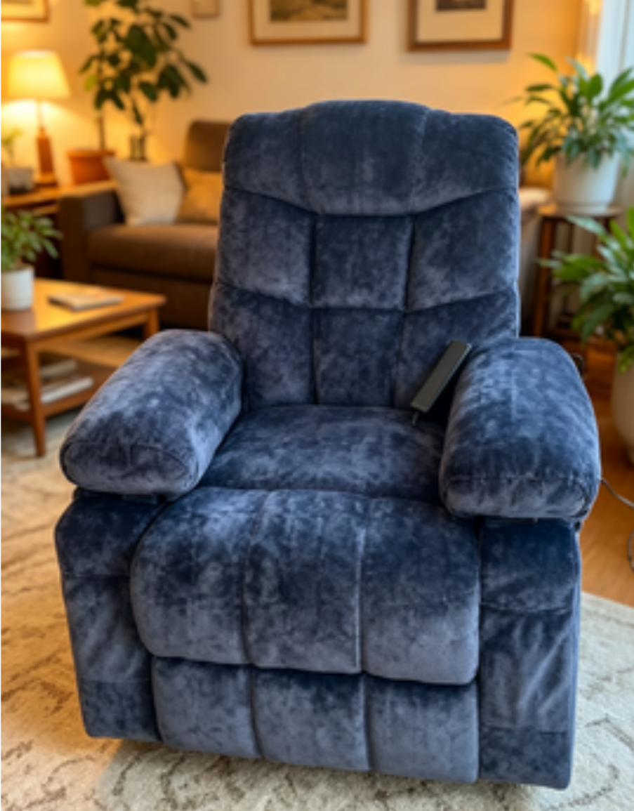 240418 Mid-Size Fabric Manual Recliner, Balanced Single Sofa Chair, Push Back Armchair for Medium Spaces, Ergonomic Recliner for Living Room Bedroom Apartment