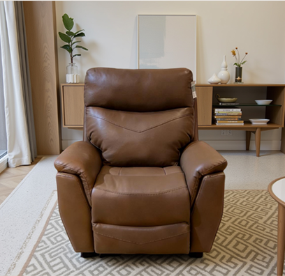 240447 Vintage Brown Faux Leather Manual Recliner, Oversized Ergonomic Single Sofa Armchair, Heavy Duty Big & Tall Friendly Recliner for Living Room, Farmhouse & Traditional Home Decor