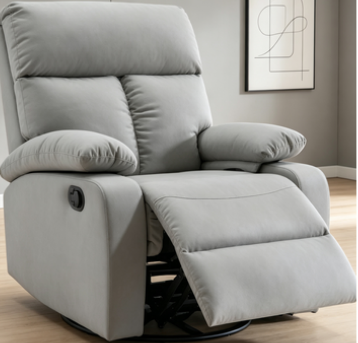 Swivel Rocker Recliner Chair, Small Manual Recliner Chair for Living Room, Bedroom T01