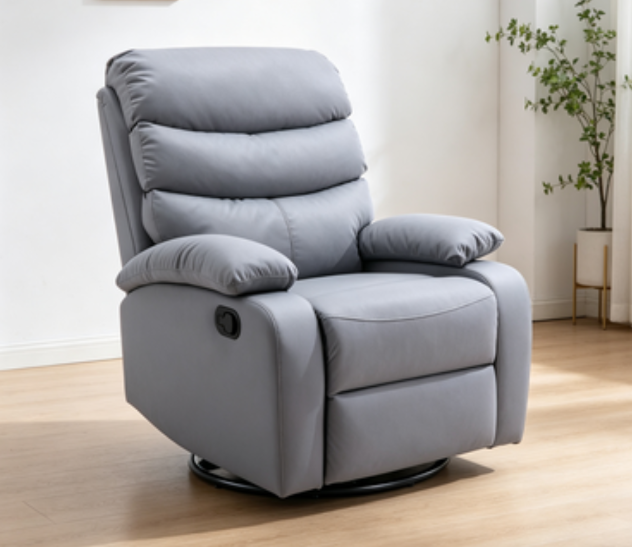 Manual Leather Recliner Chair, Small Recliner chair with Tech- cloth 8018