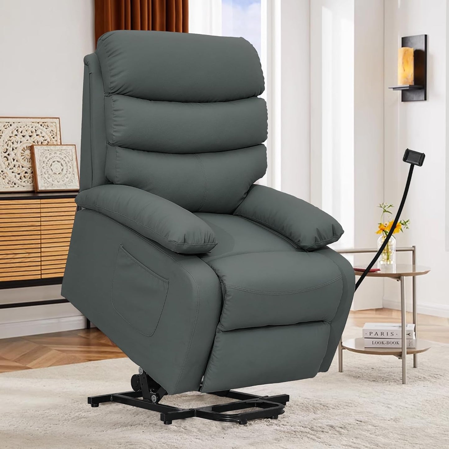 Power Lift Recliner Chair for Elderly, Micro Leather Electric Lift Chair Recliner with phone holder for Living Room, Bedroom 8018 lift chair