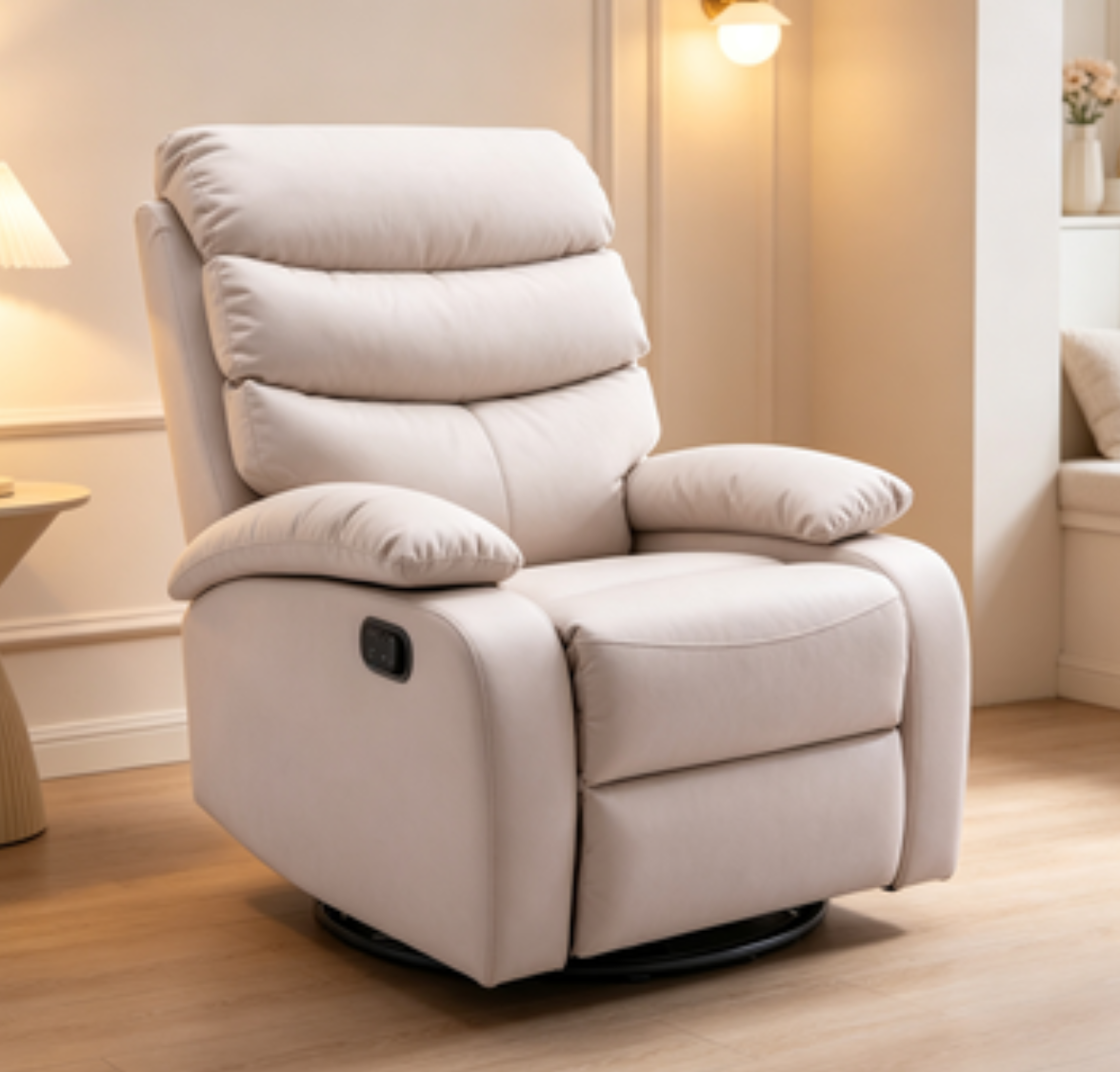 Manual Leather Recliner Chair, Small Recliner chair with Tech- cloth 8018