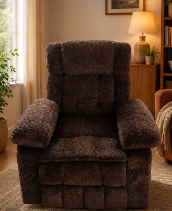 240419 Modern Fabric Manual Recliner, Sleek Single Sofa Chair, Push Back Armchair with Clean Lines, Ergonomic Recliner for Living Room Bedroom Office
