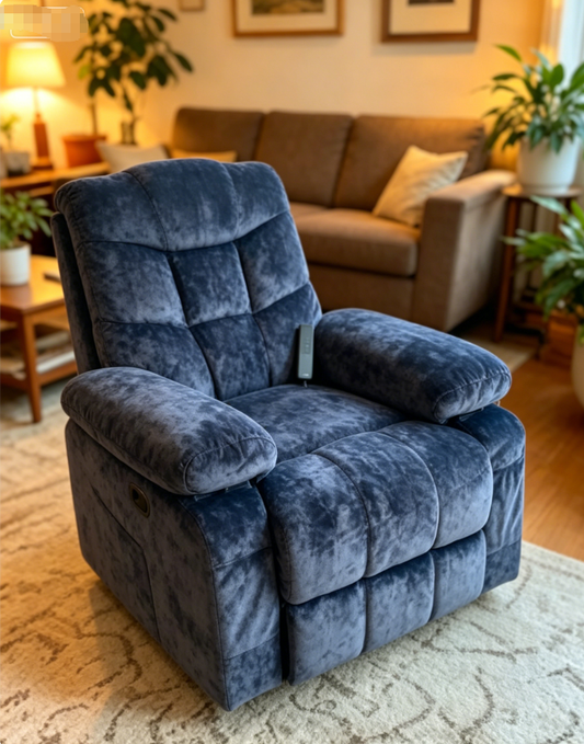 240418 Mid-Size Fabric Manual Recliner, Balanced Single Sofa Chair, Push Back Armchair for Medium Spaces, Ergonomic Recliner for Living Room Bedroom Apartment
