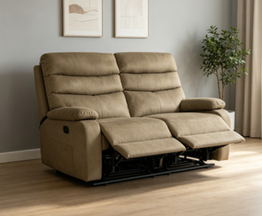 8018-2 2-seat Loveseat Fabric Recliner Sofa, Dual Manual Push Back Loveseat, Home Living Room Double Leisure Recliner for Couple & Small Family