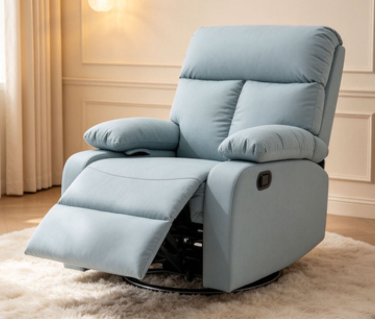 Swivel Rocker Recliner Chair, Small Manual Recliner Chair for Living Room, Bedroom T01