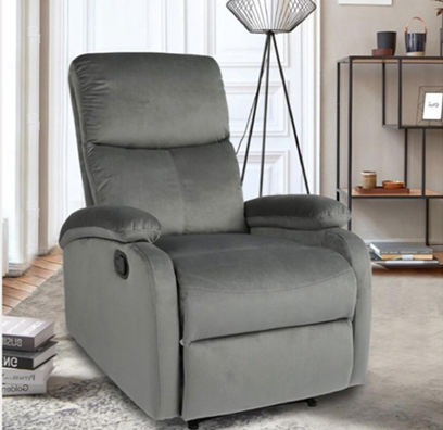 8118 Transitional Design Manual Push Back Recliner, Mixed Style Single Fabric Sofa Armchair, Ergonomic Leisure Recliner for Living Room Bedroom Home Theater