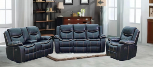 9220 3seats Manual Recliner Chair Set，Fabric Reclining Sofa Chair, Upholstered Recliner with Side Pockets Suitable for Living Room Furniture 9220