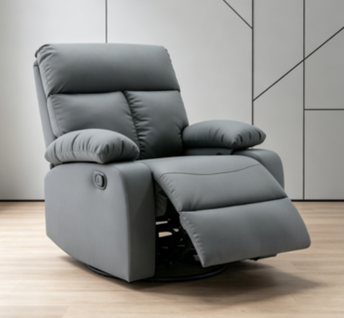 Swivel Rocker Recliner Chair, Small Manual Recliner Chair for Living Room, Bedroom T01